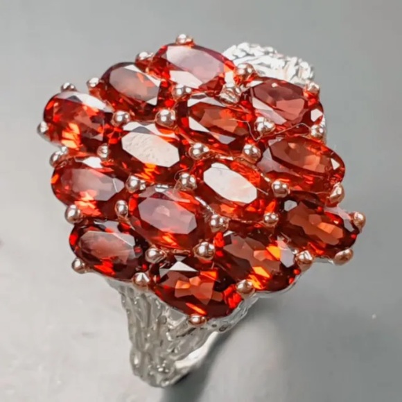 Natual Not Enhanced Garnet Ring -925 SterlingSilver